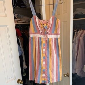 Madewell Pastel Striped Tie-Front Mini Dress